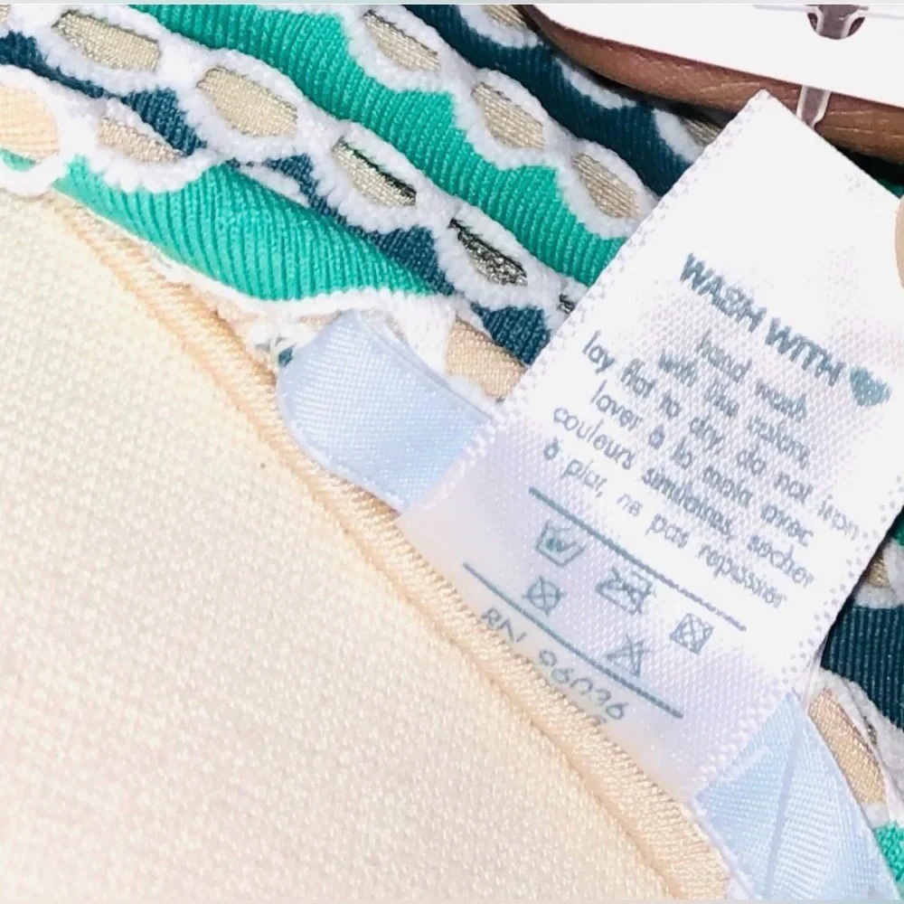 NWT Eberjey Lola Sandy Sea Green/Blue Bikini Top M